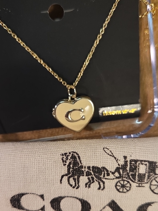 Coach Silver Heart Locket Necklace - Picture 2 of 4